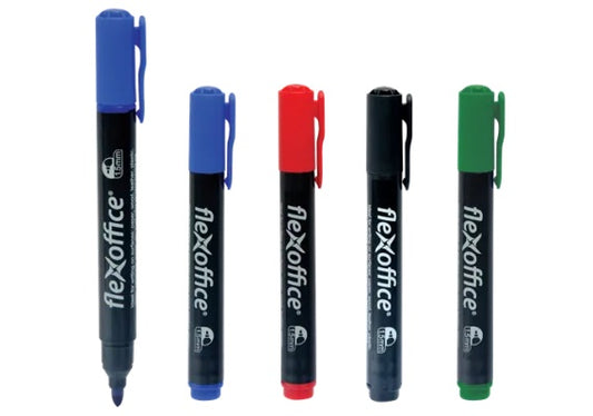 Marker permanent Flexoffice Negru, scriere durabila si precisa pe orice suprafata,