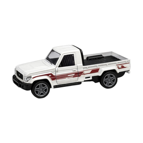 Mașină Albă Metalică cu Uși Deschise, Model Pickup, Jucărie Didactică 14x6,5x5,5 cm