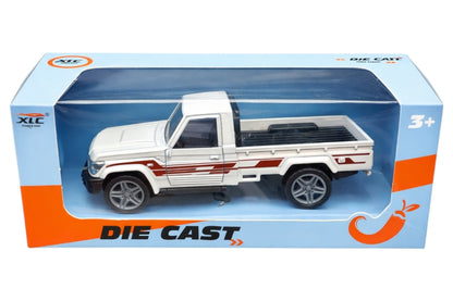 Mașină Albă Metalică cu Uși Deschise, Model Pickup, Jucărie Didactică 14x6,5x5,5 cm