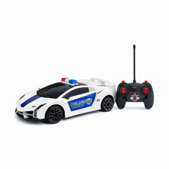 Mașină cu telecomandă Adventura Toys, plastic, lumini, albastru-alb