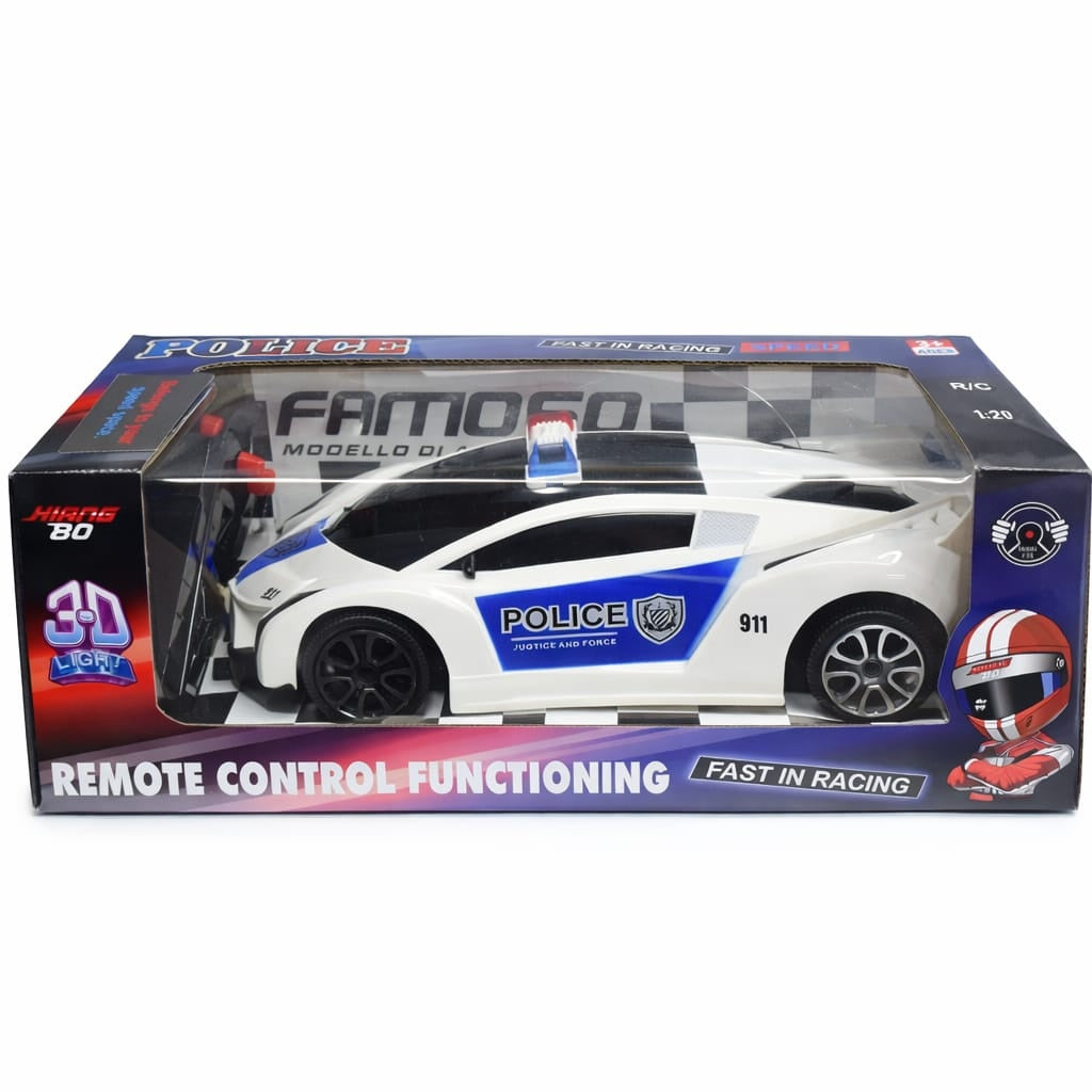 Mașină cu telecomandă Adventura Toys, plastic, lumini, albastru-alb