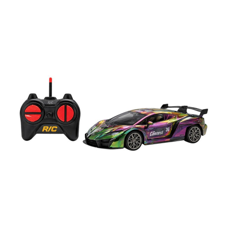 Mașină de curse cu telecomandă, model sport, din plastic, 32x8x9 cm, compatibilă 3+