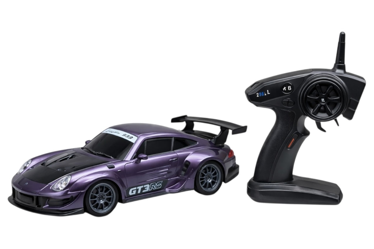 Mașină de curse metalică cu radio control, mov, 1:20, direcție stânga-dreapta, frecvență 2.4 GHz