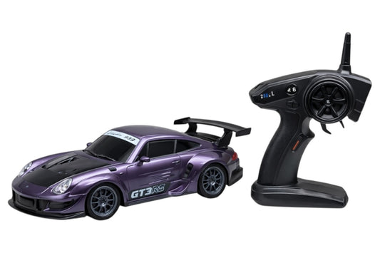 Mașină de curse metalică cu radio control, mov, 1:20, direcție stânga-dreapta, frecvență 2.4 GHz