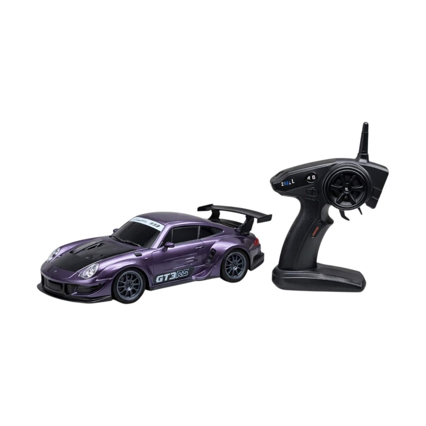 Mașină de curse metalică cu radio control, mov, 1:20, direcție stânga-dreapta, frecvență 2.4 GHz