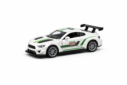 Mașină de jucărie sport albă din metal cu uși detașabile și design realist, 14 cm
