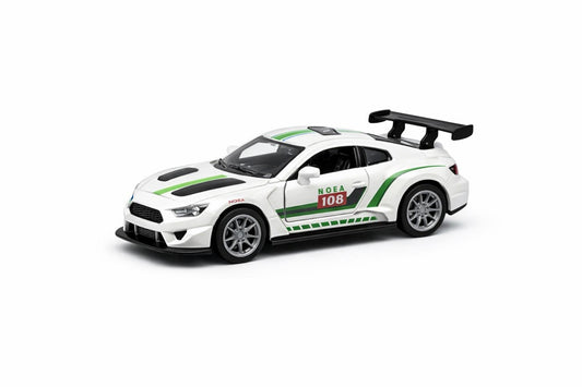 Mașină de jucărie sport albă din metal cu uși detașabile și design realist, 14 cm