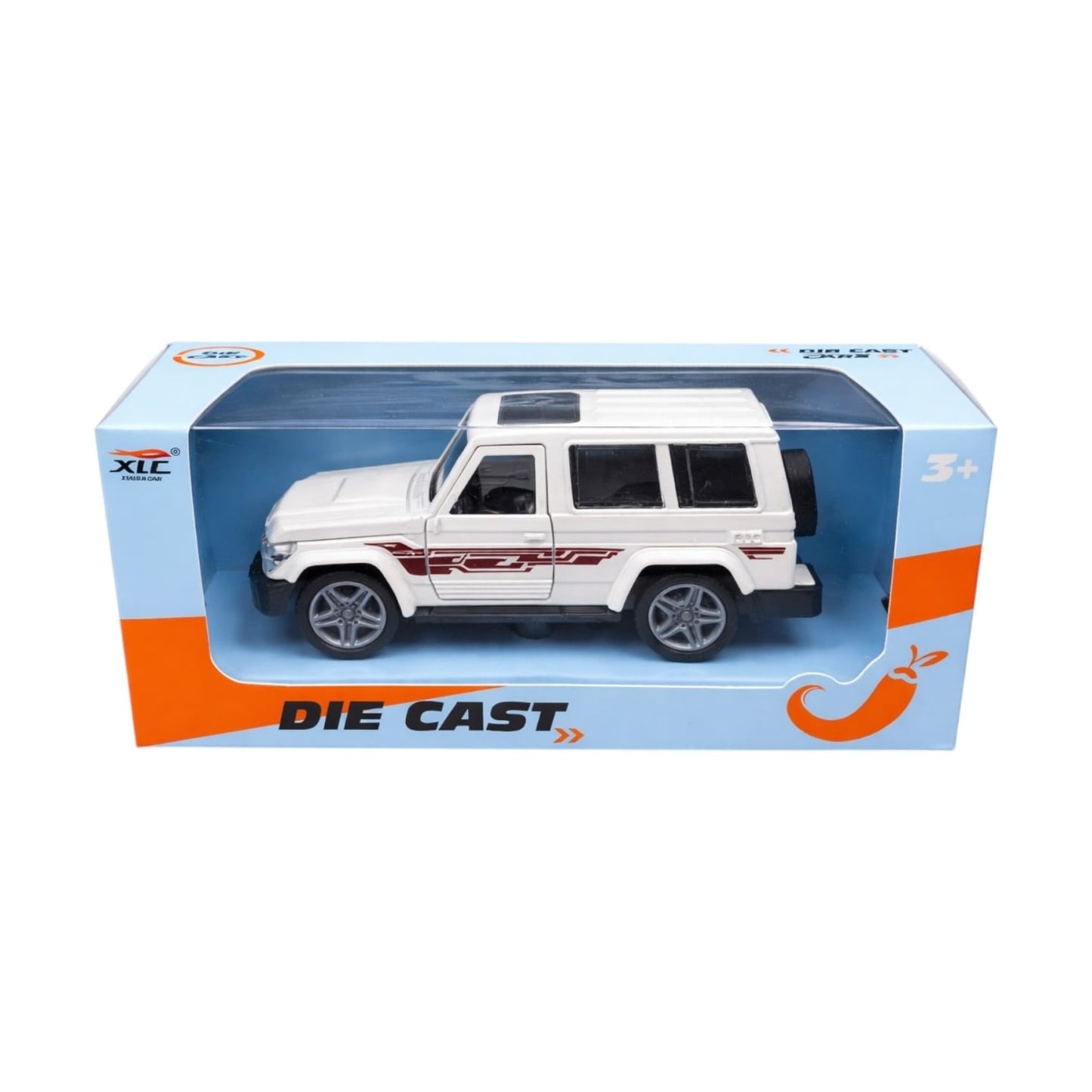 Mașină de jucărie SUV albă din metal, uși deschise, 14 cm