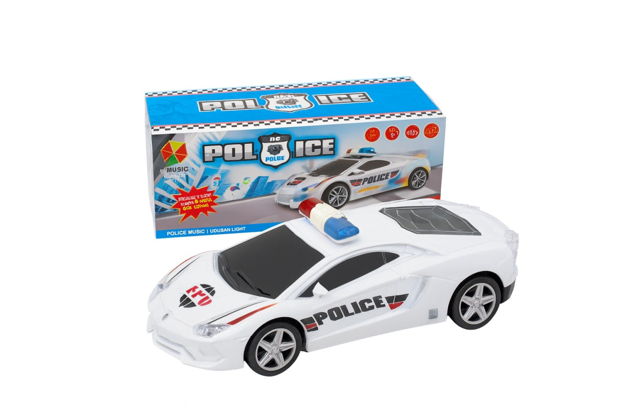 Masina de Politie cu Lumini si Muzica , 17 cm, Model Sport