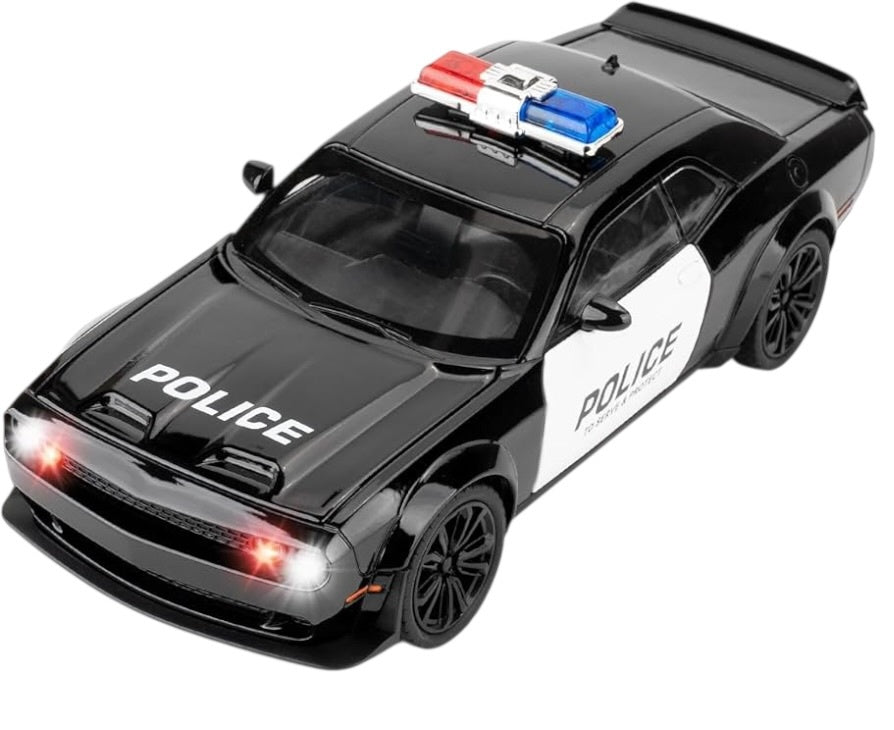 Mașină de poliție din metal cu telecomandă, acumulator, lumini, scara 1:16, 32,5 cm