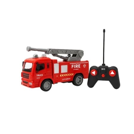 Masina de Pompieri cu Radiocomanda – 39x14 cm – Lumini, Sunete, Scara Mobila, 27MHz