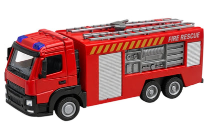 Mașină de pompieri die-cast cu scara, din aliaj de metal, roșie, 14.5 cm