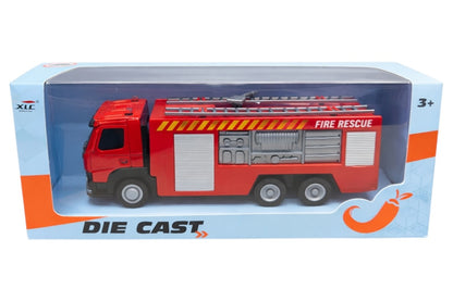 Mașină de pompieri die-cast cu scara, din aliaj de metal, roșie, 14.5 cm