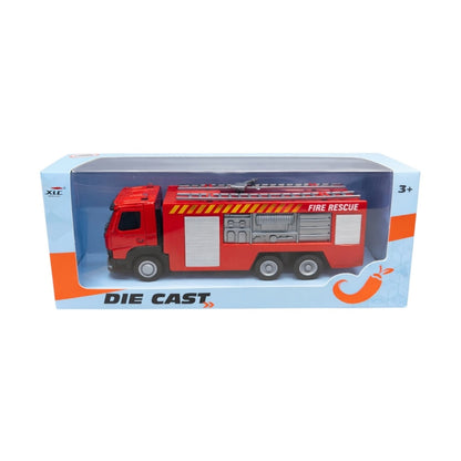 Mașină de pompieri die-cast cu scara, din aliaj de metal, roșie, 14.5 cm