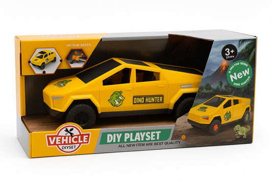 Masina Dino Hunter 26.5x13 cm , Vehicul Jucarie Tip Pickup, DIY Playset, Model Mare pentru Copii 3+