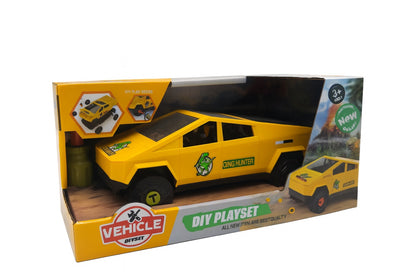 Masina Dino Hunter 26.5x13 cm , Vehicul Jucarie Tip Pickup, DIY Playset, Model Mare pentru Copii 3+