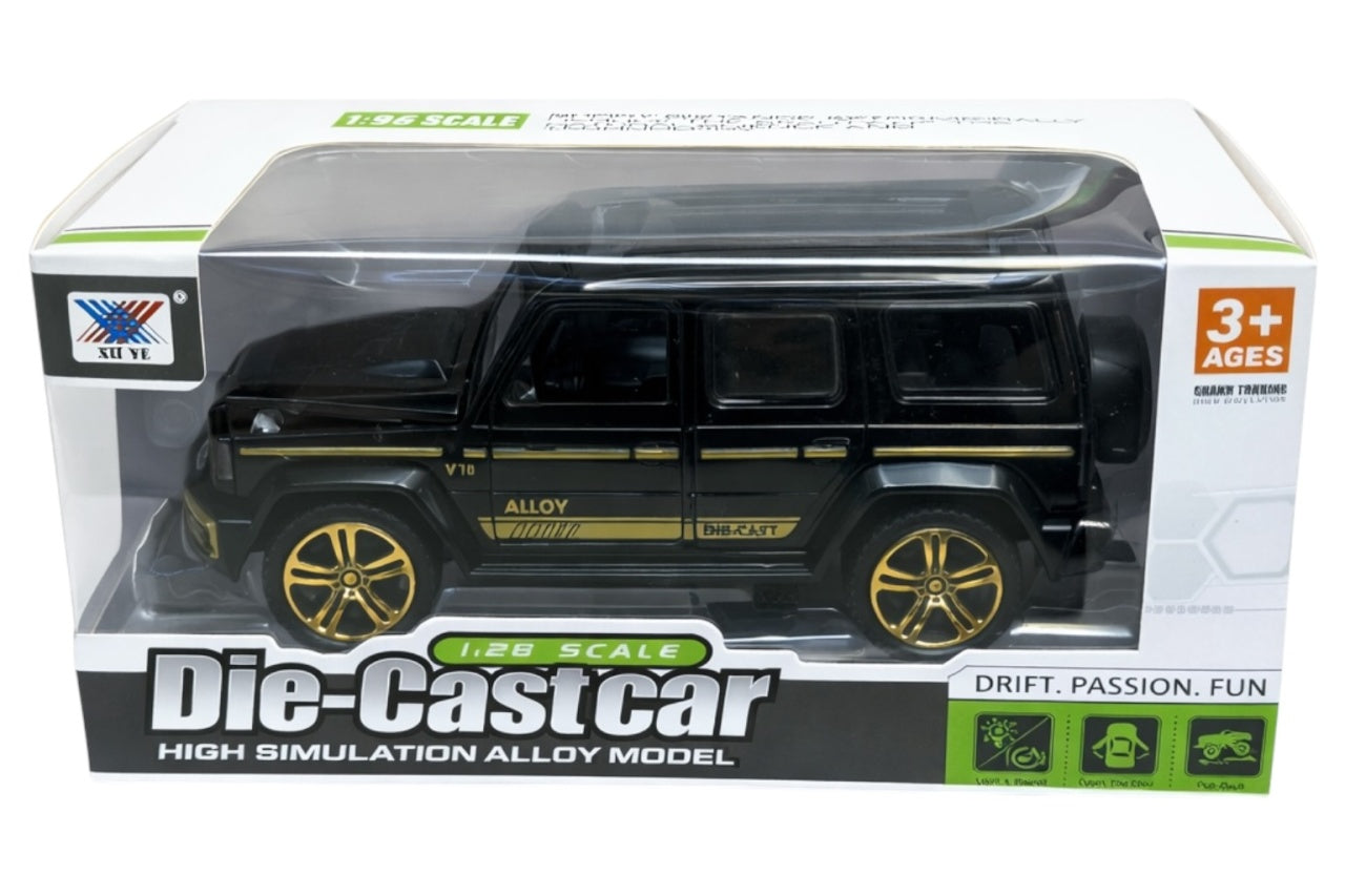 Mașină metalică die-cast, scară 1:28, cu pull-back, uși deschise, lumini și sunete, 17.5x8x9 cm