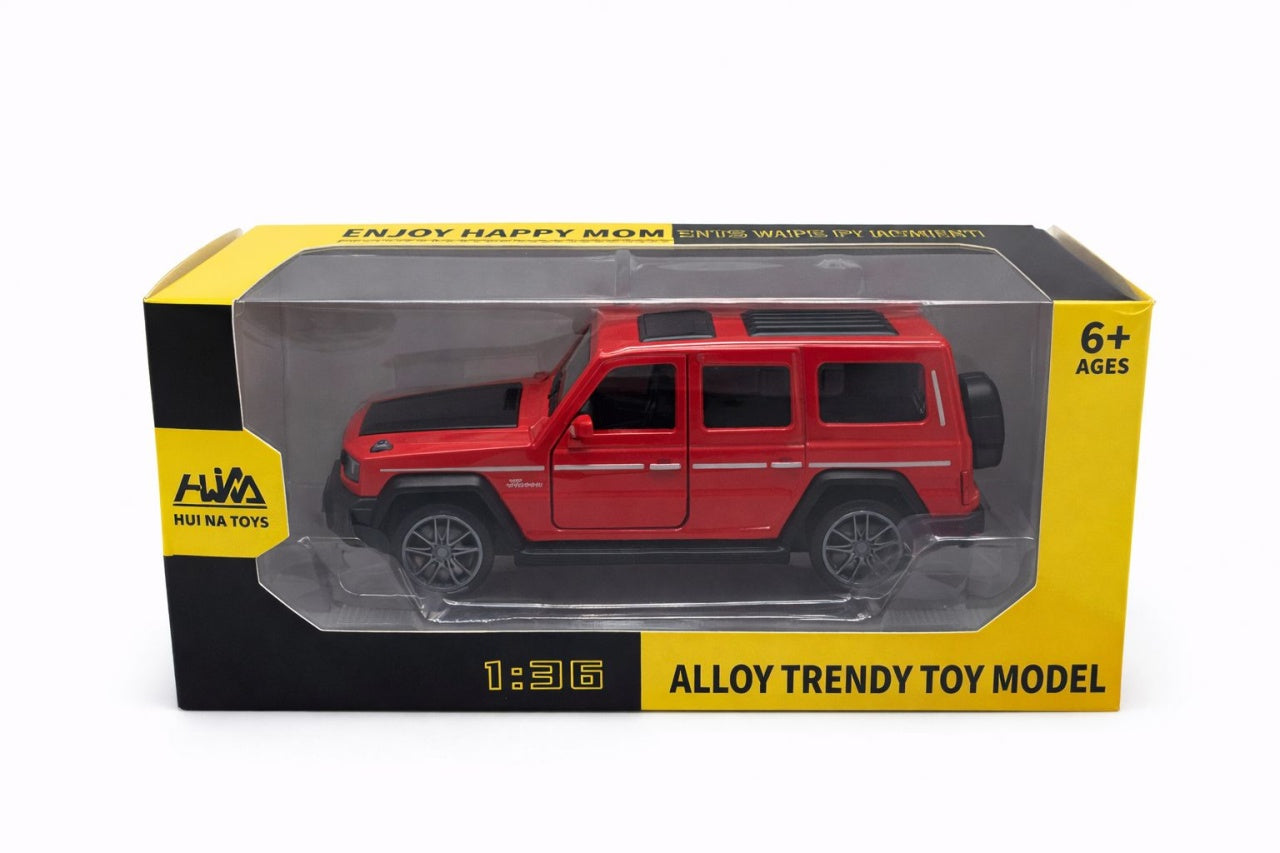 Masina metalica SUV rosie 1:36 pull back cu usi functionale