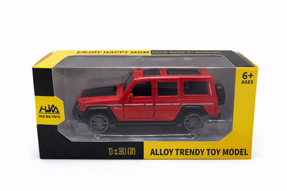 Masina metalica SUV rosie 1:36 pull back cu usi functionale