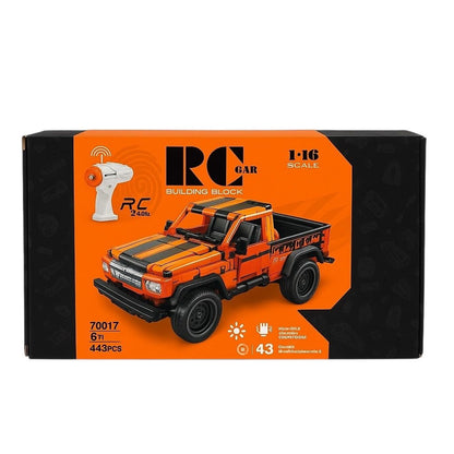 Masina off-road RC din caramizi de construit, pick-up portocaliu 1:16, 443 piese