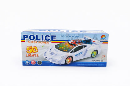 Masina politie cu lumini 5D si sunet, jucarie copii, bump and go, 23 x 10 cm