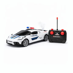 Masina politie cu telecomanda, lumini sunet fum, acumulator, alba