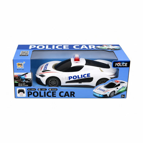 Masina politie RC alba cu deschidere usi, lumini si sunet, acumulator inclus 2.4GHz