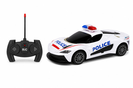 Masina politie RC alba cu deschidere usi, lumini si sunet, acumulator inclus 2.4GHz