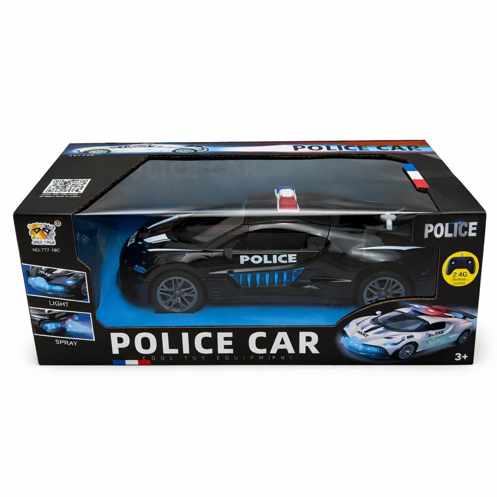Masina politie RC neagra cu efect fum, lumini si sunet, 2.4GHz, acumulator inclus