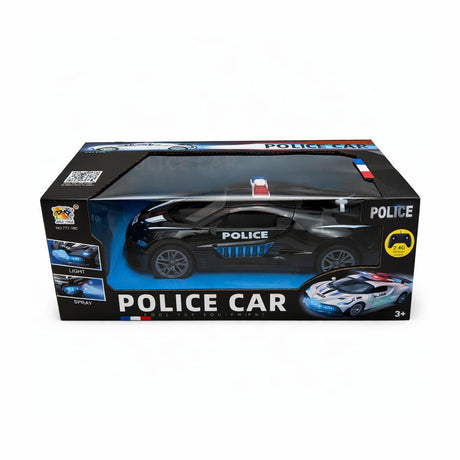 Masina politie RC neagra cu efect fum, lumini si sunet, 2.4GHz, acumulator inclus