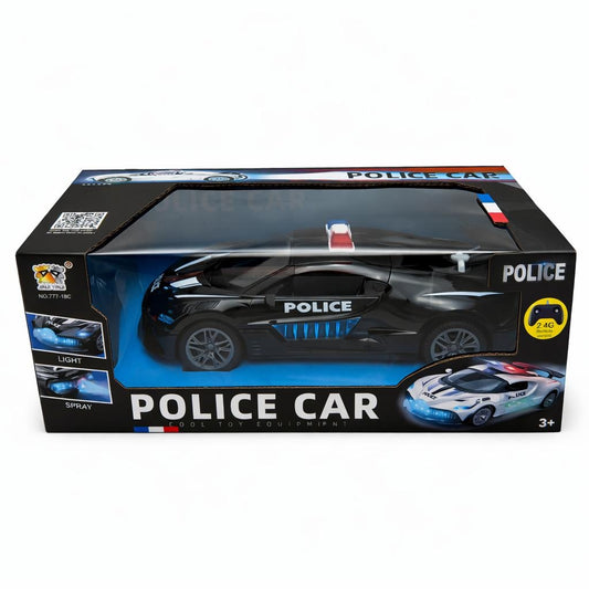 Masina politie RC neagra cu efect fum, lumini si sunet, 2.4GHz, acumulator inclus