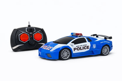 Masina politie RC sport cu telecomanda, lumini, design modern, albastru 27x10 cm