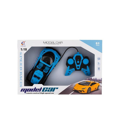 Masina sport albastra cu telecomanda cu fir, scara 1:18, Speed Racing 6+