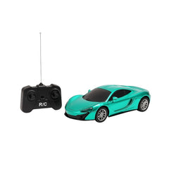 Masina sport cu radiocomanda, model crom turcoaz, 22x10 cm, jucarie pentru copii