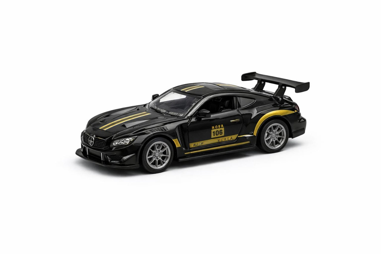 Mașină sport din metal neagră cu uși care se deschid, 14 cm, model 1210-14F
