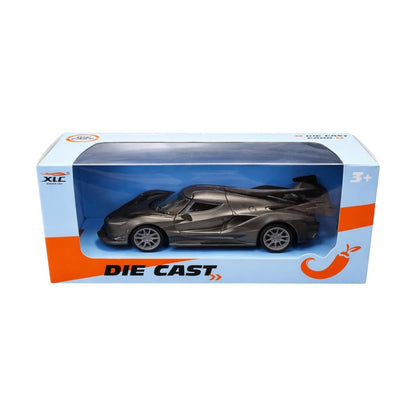 Mașină sport metalică neagră cu uși deschise, 14 cm