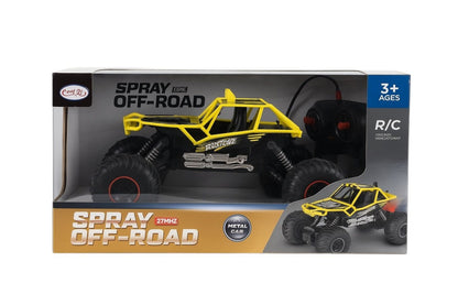 Masina Teren Off Road R C Galbena Ruistone , Telecomanda Spray Lumini 27Mhz Metal Car Copii 3+
