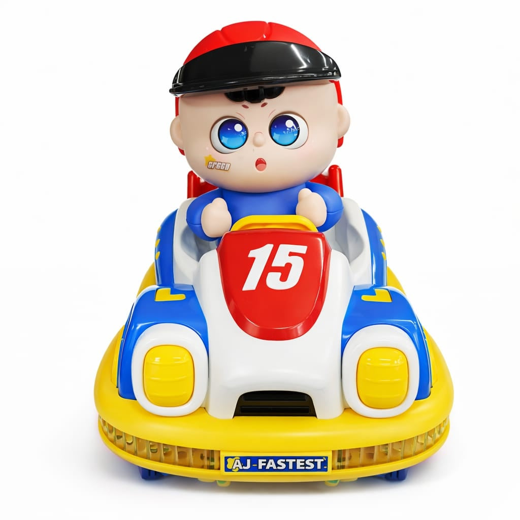 Masinuta bumper car cu figurina si lumini, jucarie interactiva copii 23 cm