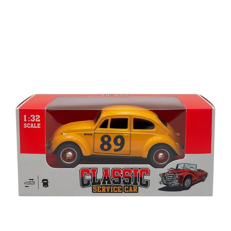 Masinuta Clasica Beetle Metalica Die-Cast Galbena , Scara 1:32 Pull Back Copii 3+