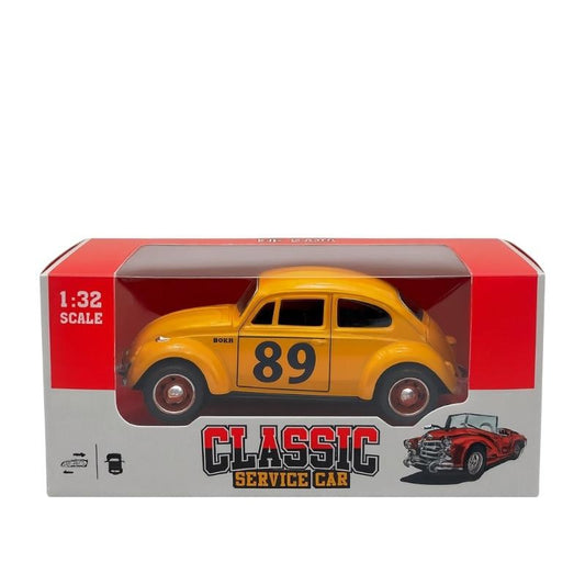 Masinuta Clasica Beetle Metalica Die-Cast Galbena , Scara 1:32 Pull Back Copii 3+
