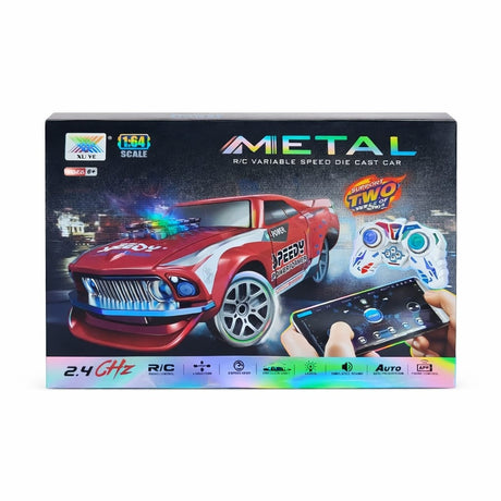 Masinuta cu telecomanda metalica sport cu lumini si control telefon scara 1:64