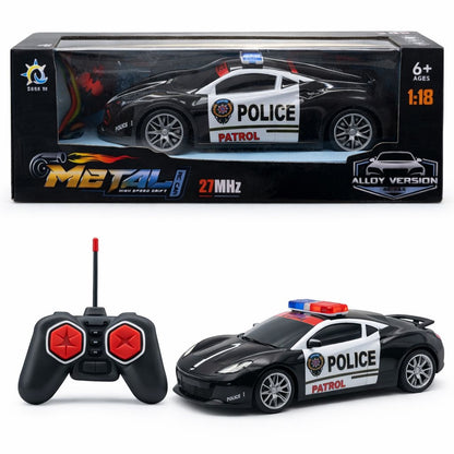 Masinuta cu telecomanda politie negru, lumini si sunete, 29 cm