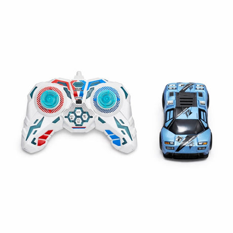 Masinuta cu telecomanda sport albastra cu lumini control 2.4GHz scara 1:64