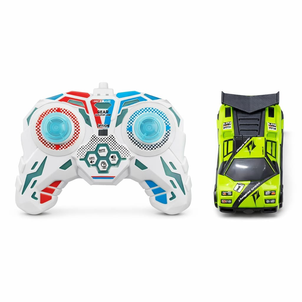 Masinuta cu telecomanda sport verde cu lumini control 2.4GHz scara 1:64