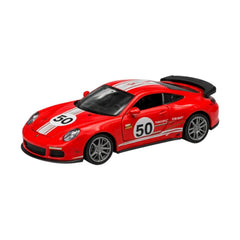 Mașinuță de jucărie metalică roșie cu uși deschise, model sport 14 cm