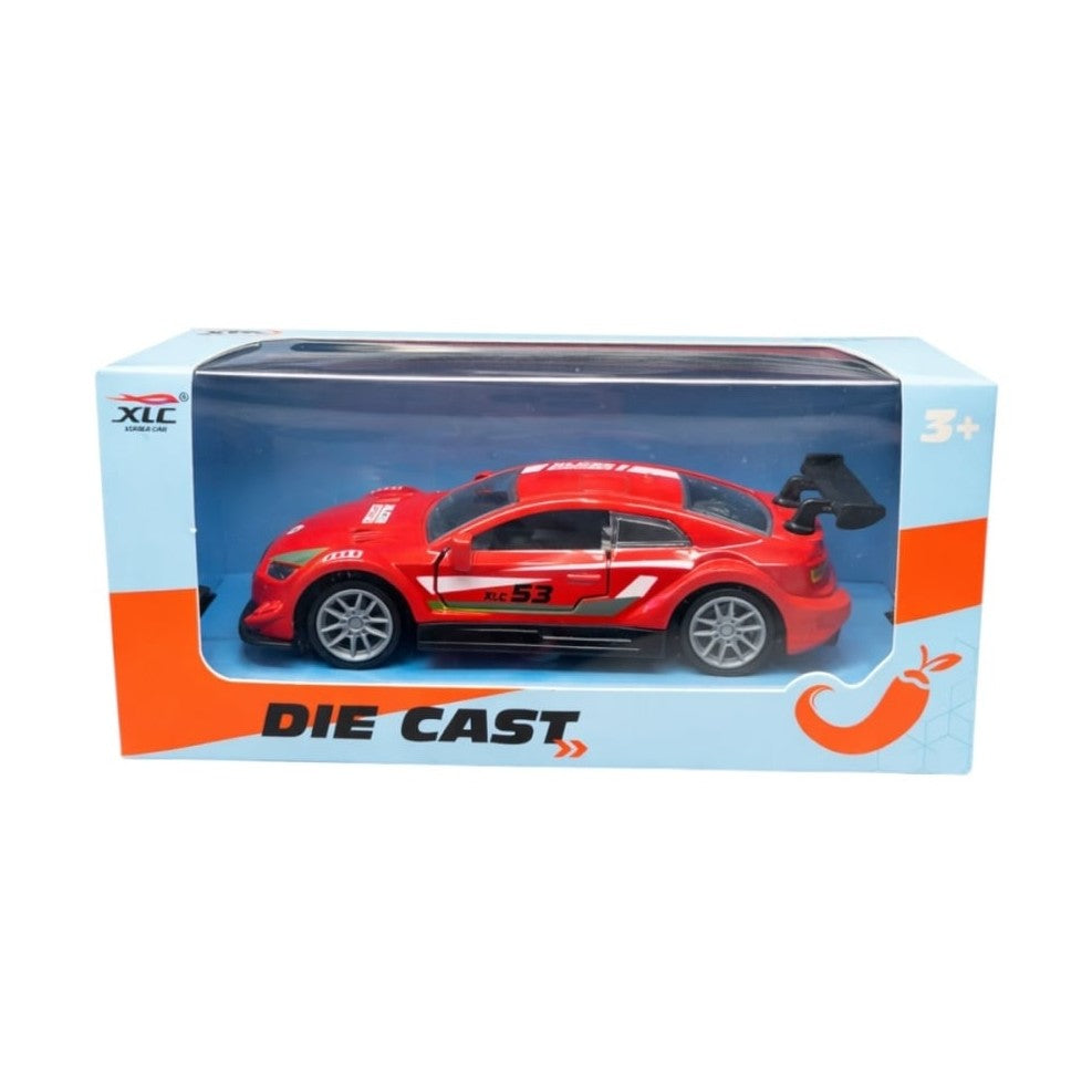 Mașinuță de jucărie metalică roșie cu uși deschise, model sport 14 cm