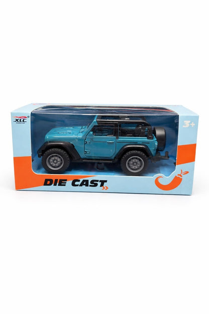 Mașinuță die-cast Jeep Wrangler albastru, model realist din aliaj, pentru colecționari și copii