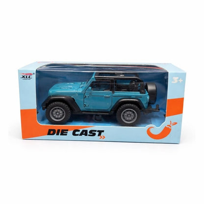 Mașinuță die-cast Jeep Wrangler albastru, model realist din aliaj, pentru colecționari și copii