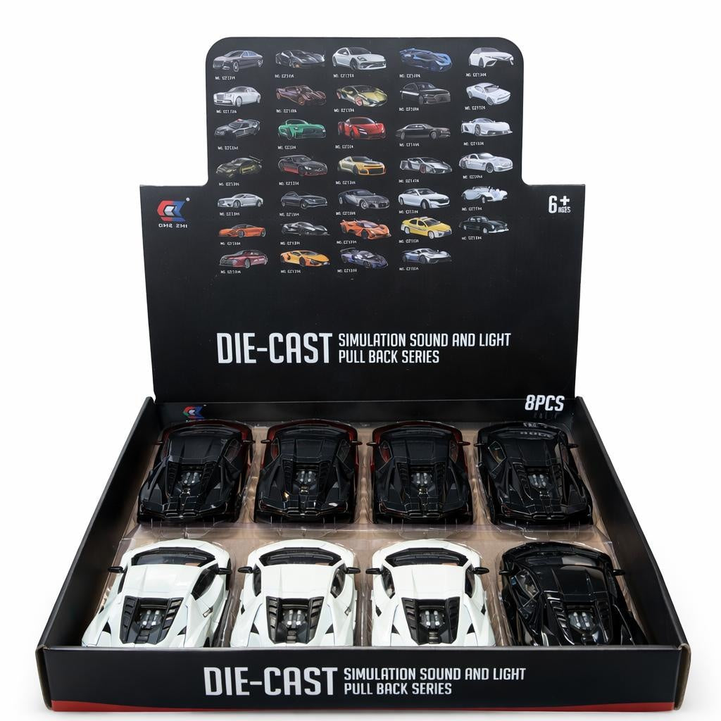Masinuta Die-Cast Metal 21cm Cu Sunete Lumini Usi Deschise Culori Diferite