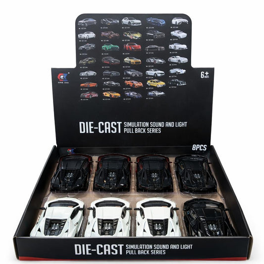 Masinuta Die-Cast Metal 21cm Cu Sunete Lumini Usi Deschise Culori Diferite
